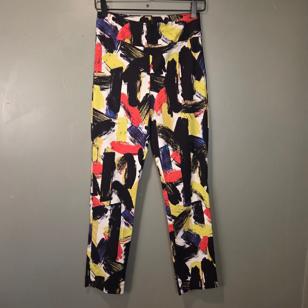 Joseph Ribkoff Stretch Pull On Ankle Pants US Size 6 Abstract Print Paintbrush